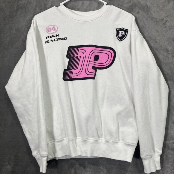 Victoria's Secret Tops - Victoria's Secret Womens PINK Racing Sweatshirt Size S Academia Campus Logo Y2K